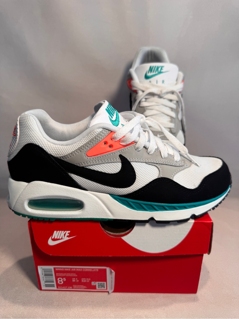 Nike Women’s Sneakers in White, Black, Gray, Teal & Coral - Picture 2 of 9
